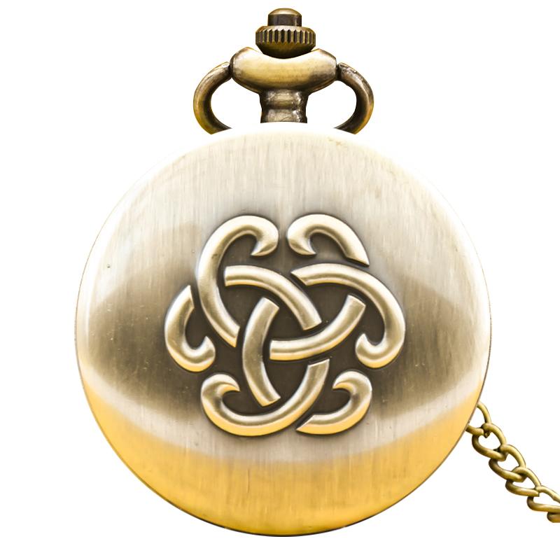 Retro Bronze Steampunk Flip-Top Male And Female Student Gifts Quartz Necklace Celtic Knot Commemorative Pocket Watch бронзовый