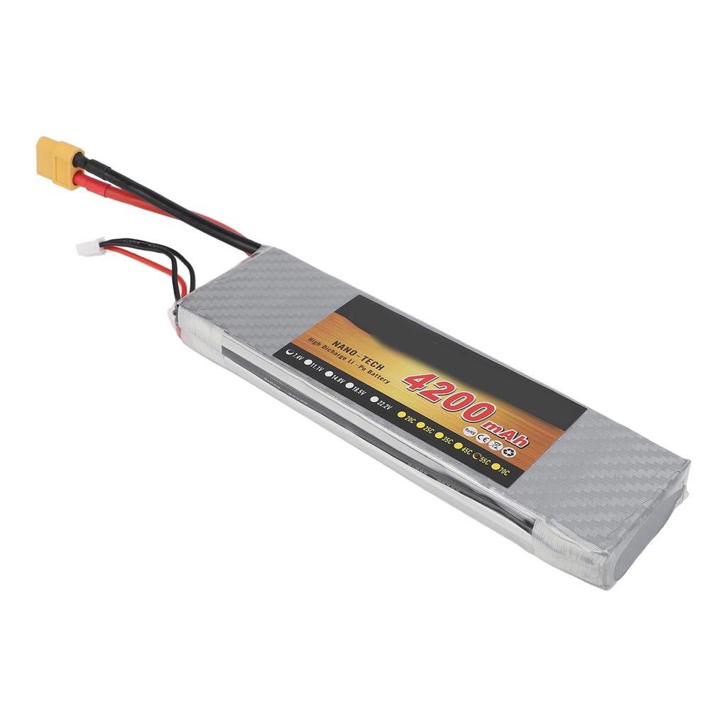 Batteria Lipo 7.4V 2S 4200mAh 55C Batteria al Litio con Spina XT60 per Auto RC Aereo Elicottero Drone