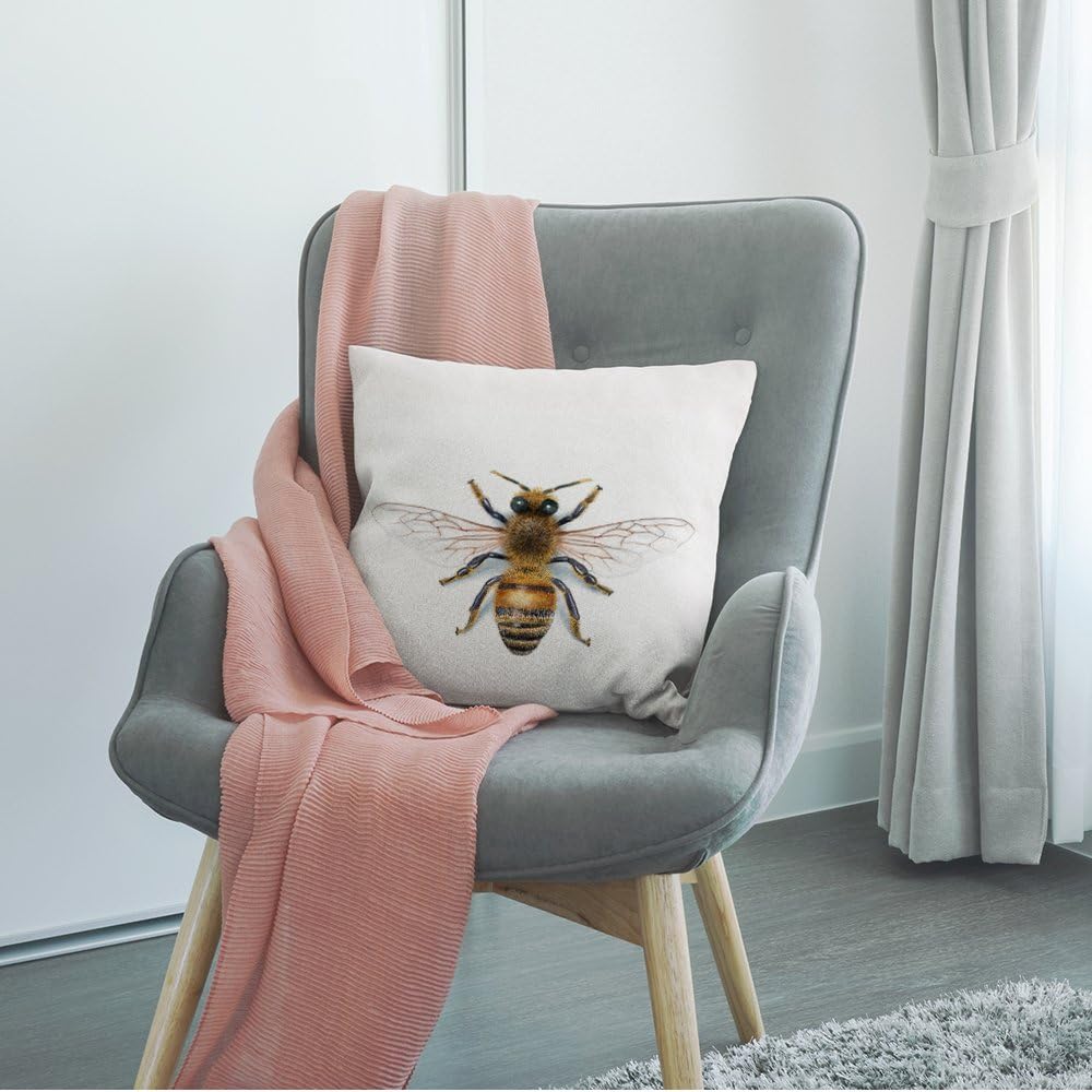 HGOD DESIGNS Bee Pillow Cover,Decorative Pillow Bees Watercolour Drawing Pillow Cases Cotton Linen Outdoor Indoor Square Cushion Covers for Home Sofa