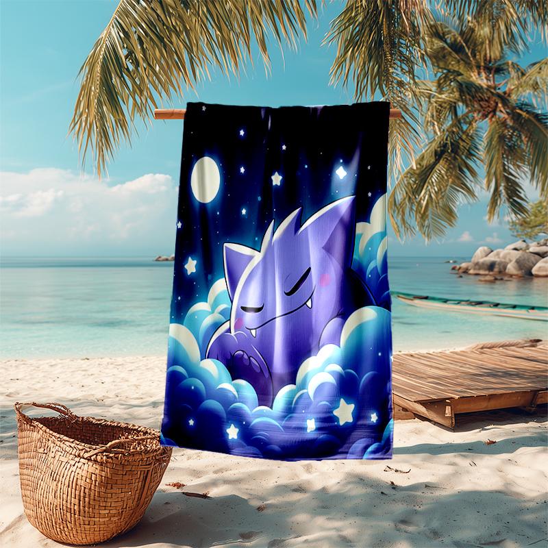 Beach Towel with Pokémon Gengar Pattern - soft,absorbent,machine washable Lightweight&Modern,swimming,Travel Essentials