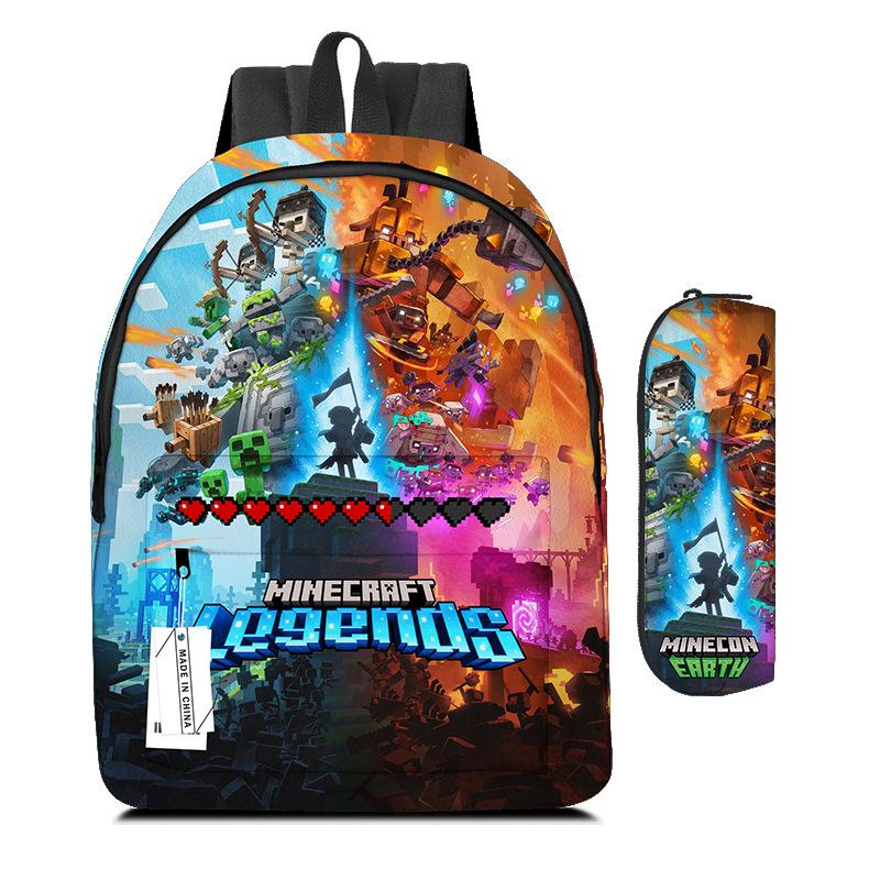 Minecraft Schoolbag Children'S Backpack Cartoon Animation Backpack Pencil Case