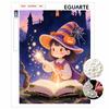 Pearl Painting DIY Kit Frameless Halloween Little Witch Pattern Shiny Bead Art Canvas Creative Wall Decor Holiday Gift Craft
