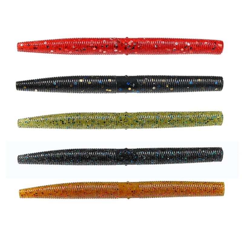 30Pcs Soft PVC Stick Baits Artificial Soft Fishing Lures With Salt Plastic Earthworm Fishing Baits Fishing Accessories