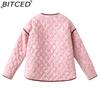 BITCED Women's Autumn/Winter Fashion Casual V-Neck Printed Quilted Cotton Patchwork Jacket