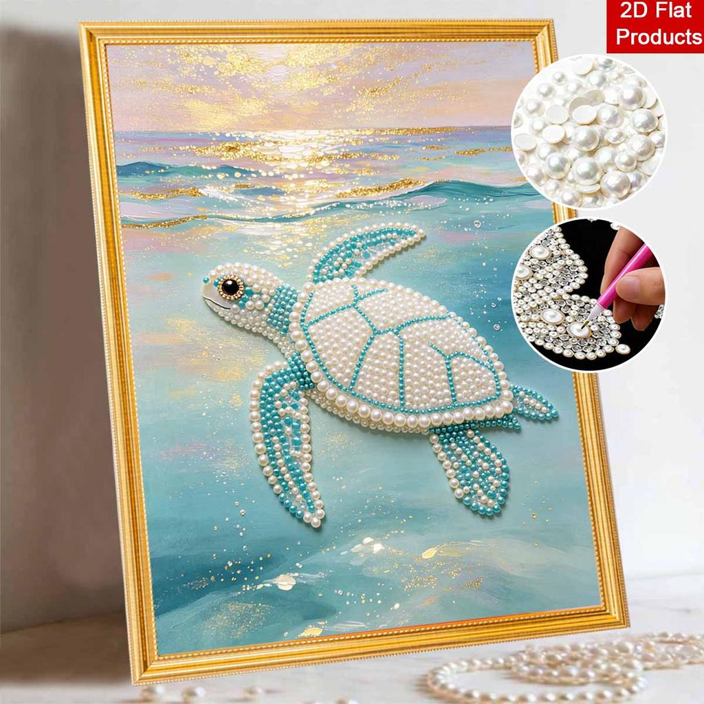 5D Round Pearl Painting Kit Ocean Sea Turtle Pattern DIY Handmade Rhinestone Art Home Interior Decor Gift