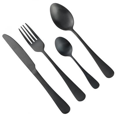 Conjunto de talheres preto fosco 4 tamanhos, aço inoxidável, faca, garfo, colher de chá, talheres reutilizáveis, casamento, viagem