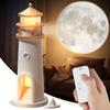 Light House Lamp Galaxy Moon Projector, LED Night Light With Remote, White