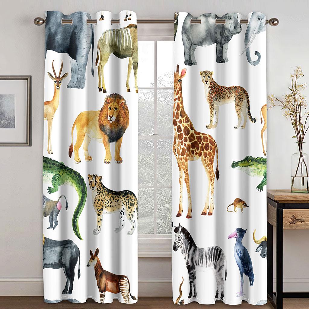 Cartoon Funny Lovely Adorable Dinosaur Boy Window Curtains Blinds Suitable Living Room Decor Youngsters Bed Chamber Bath Rooms Cooking Room Entry