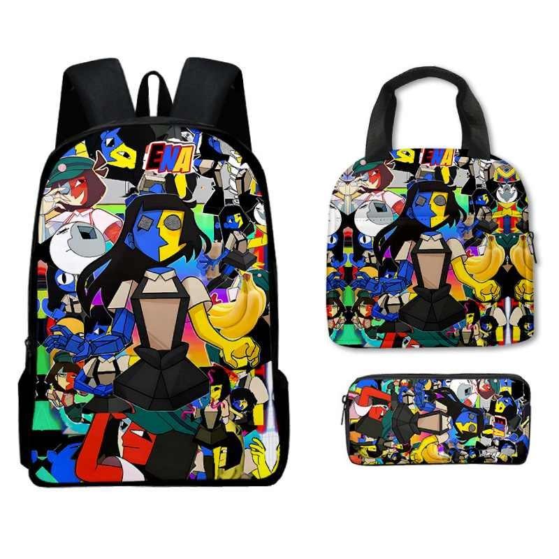 Dream Ena Bbq Pattern Childrens Backpack Lunch Bag Pen Case Set Schoolbag Gift