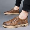 Autumn Men's Shoes Fashion Trend Retro Soft Breathable Leather Men's Casual Leather Shoes Driving Flat Shoes