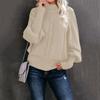 Winter Women's Solid Mock Neck Sweater, Loose Long Sleeve Knit Top