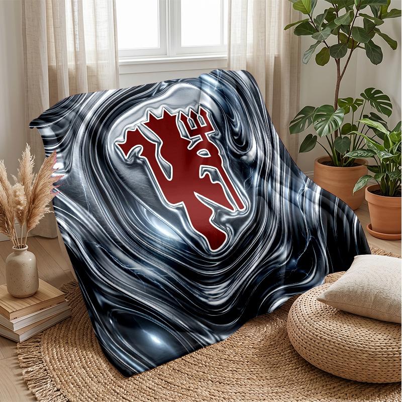 Manchester United Theme Blanket Soft Flannel Blanket Plush Throw Blanket Cozy Sofa Bed Blanket for Home Decor