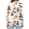 Women's Long Sleeve V Neck T Shirt Halloween Print Button Detail Casual Top Lightweight Soft Fabric Comfortable Fit