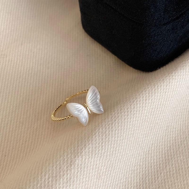 2025 Unique Blue Mother-of-Pearl Enamel Oil Drop Ring - Elegant Luxury for Girls