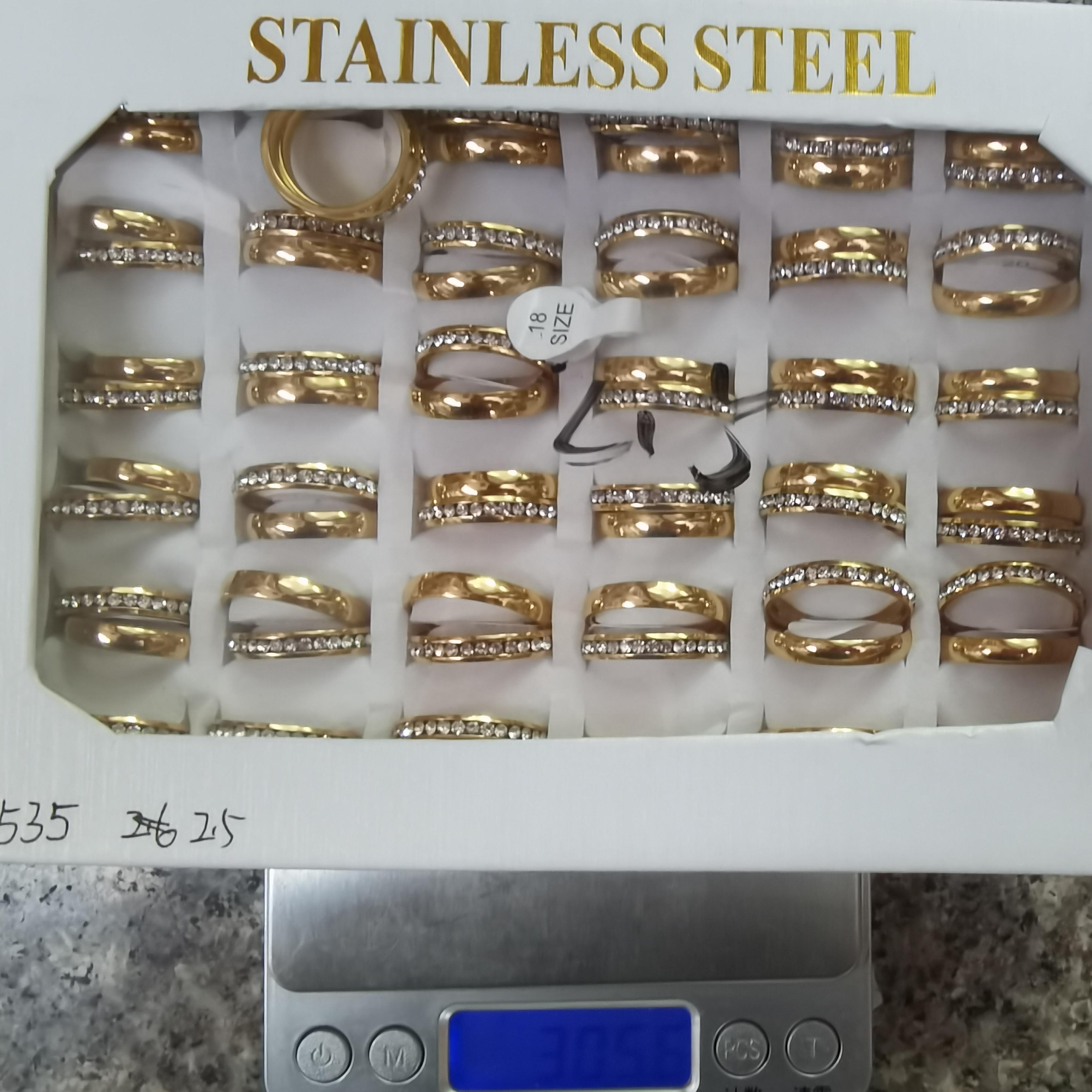 

Унисекс циркониевый браслет из матовой свадьбы из нержавеющей стали, однотонные кольца для вечеринок для мужчин и женщин 17