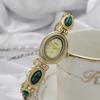 Faux Gemstone Bracelet Watch Ladies Vintage Oval Dial Wristwatch Elegant Quartz Watch Gift for Her Girlfriend Mom Wife