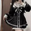 Long Sleeve Dress with and Lolita Sailor and Switching Stylish for and Winter [SDSXZWG] Women's Shorts, Lace, Ribbon, Ruffles, Girly, Feminine, Style,