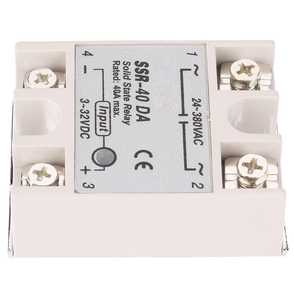 SSR- 40DA 40A Solid State Relay Input 3-32V DC Output 24-380V AC Single Phase SSR- 40DA Solid State Relay DC Control AC