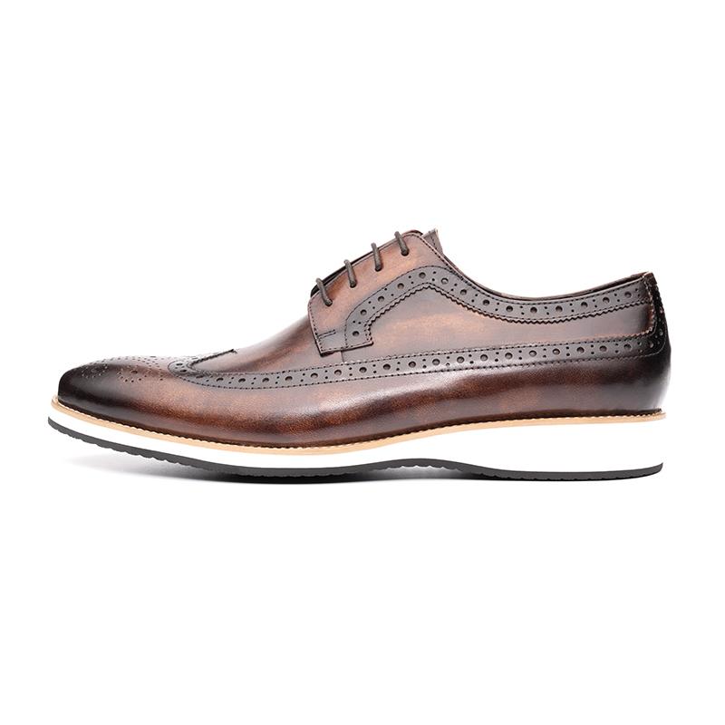 Fashion Classic Brogues Men Shoes Business Office Oxfords Casual Lace Up Fashion Men Suits Shoes Pure Leather Wingtip Retro Dress Shoes