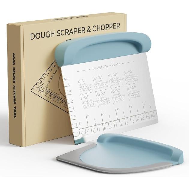 Bench Scraper Dough Cutter Tool - Bowl Pastry Scraper for Bread Cake Pizza, Bench Knife Kitchen Dough Scraper for Baking, Stainless Steel Food Only Bench Scraper