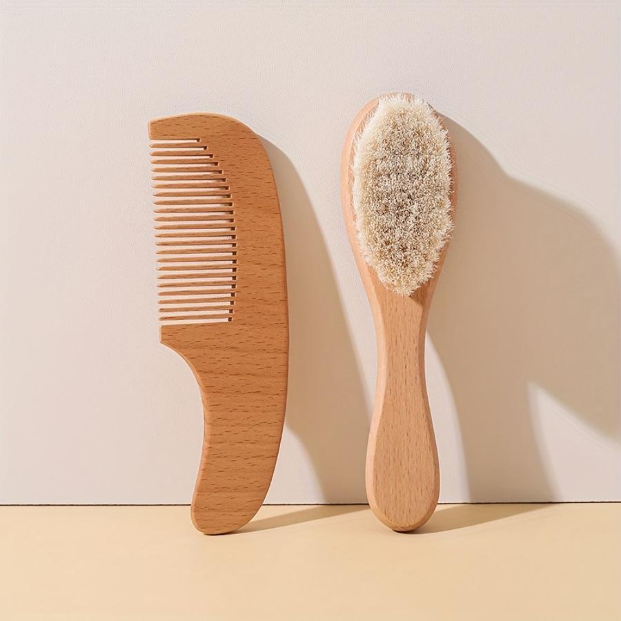 Set Pennello per Bambino - Pulizia Cuoio Capelluto Neonato Spazzola Morbida - Legno di Faggio Tagliaunghie per Bagnetto e Massaggio Forbicine per Unghie Lima per Unghie
