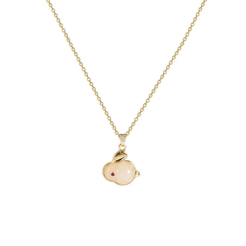 New Fashion Jade Rabbit Year Clavicle Chain Pendant Necklace Tiny Animal Models Christmas Girl Friend Gift