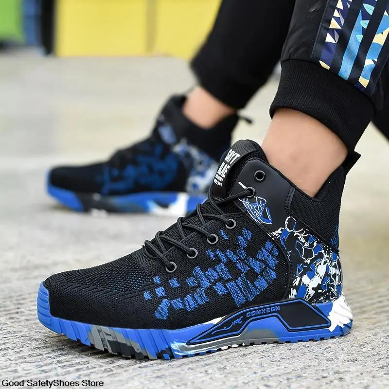 Fashion Work Safety Boots Men Work Shoes Steel Toe Safety Shoes Men Lightweight Indestructible Boots Anti-puncture Work Sneakers Male