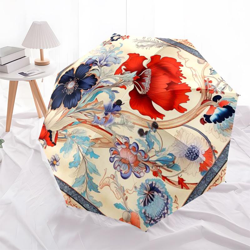 1pc Floral Artwork Umbrella with Plastic Handle,Suitable for All Seasons Umbrellaptys26080