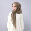 110*110cm Voile Zijden Sjaal Nieuwe Stof Effen Kleur Viscose Hoofddoek Ademend Materiaal Vierkante Vorm Moslim Hijab Turban Stijl