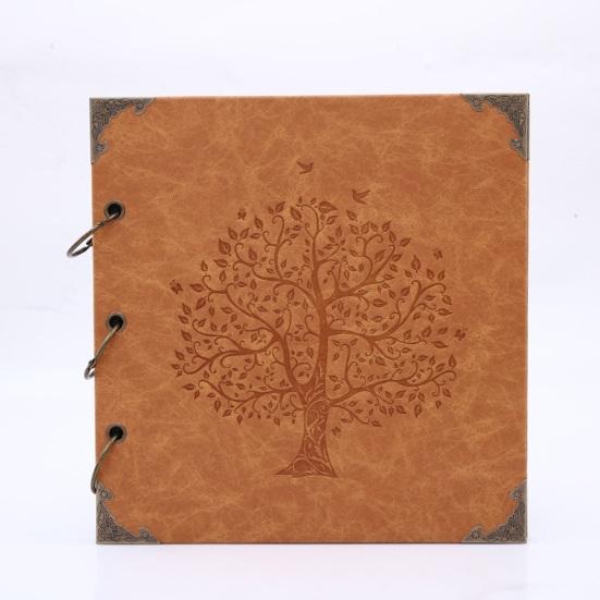 DIY Scrapbook Album, Faux Leather Black Card Photo Album with Ring Binding, Memory Book for Journaling, Retro Scrapbook Gift