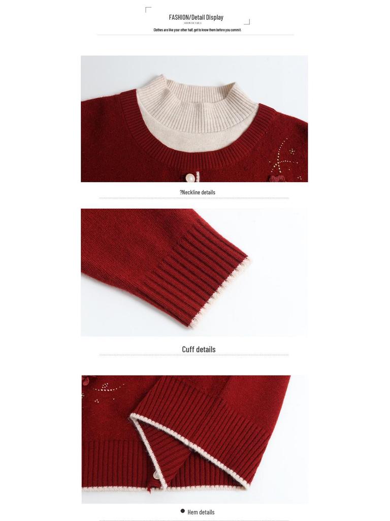 Tricots Style Maman: Pull Fausse Deux-Pièces en Velours pour Femmes d'Âge Moyen et Âgées, Parfait pour les Superpositions Automne/Hiver