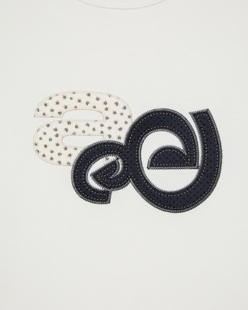 Eiieii Applique Flower Logo Tee [White]