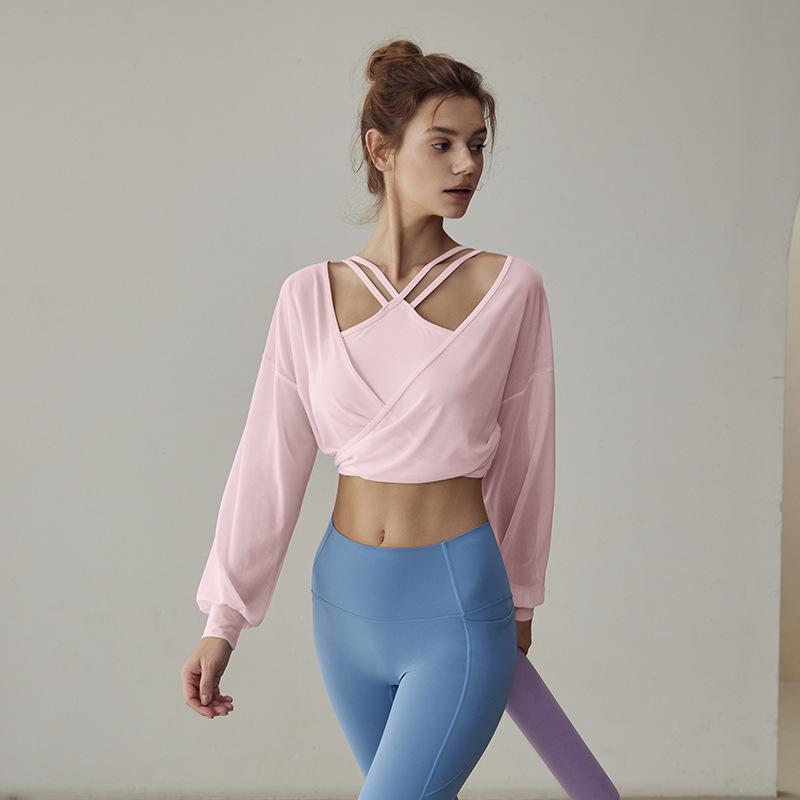 

Элегантная быстросохнущая шаль для йоги с длинным рукавом для фитнеса и бега Large