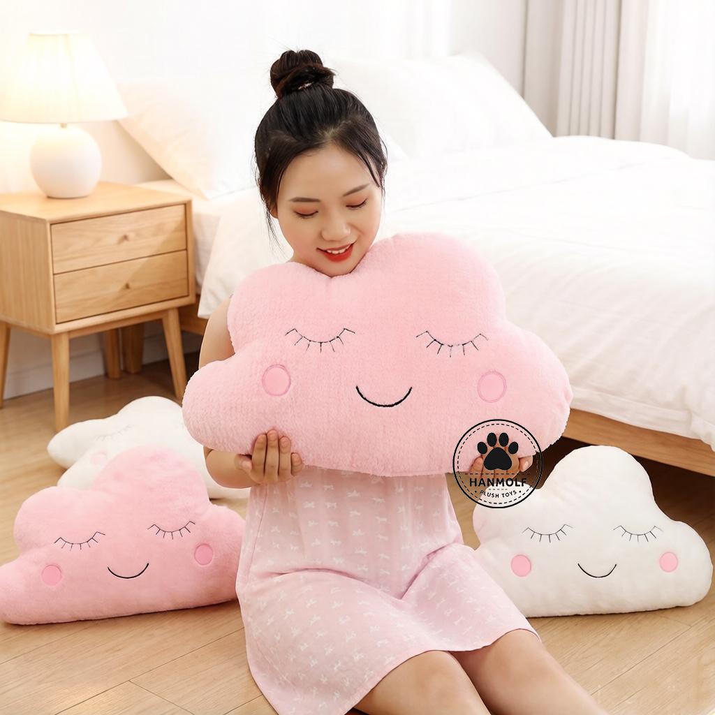 Shy Sky Plush Throw Pillow Stuffed Pink Grey White Cloud Moon Star Water Drop Soft Cushion Sofa Chair Decoration Present