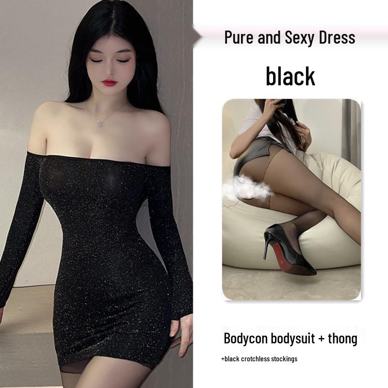 Off-the-Shoulder Nightclub Sexy Lingerie Pajamas for Women