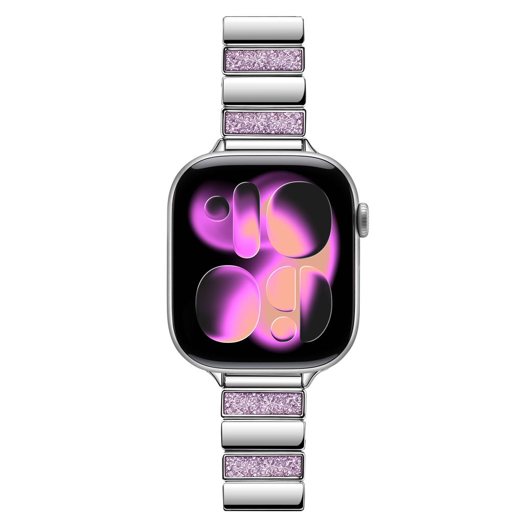 Rhinestone Piano Link Metal Watch Band, Luxury Strap for Apple Watch Series 1-11 38/40/41/42/44/45/46/49mm, Women Replacement Wristband