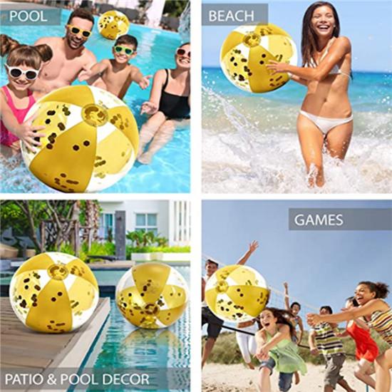 Inflatable Sequin Beach Ball Water Play Party Favors Pool Toys Portable Pvc Summer Fun Photo Props