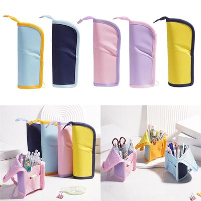 Foldable Pen Case Zippered Pen Pouch Folding Pencil Storage Bag Desk Pen Holder Handle Stationery Bag Gift for Student