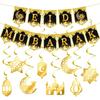 A Set Gold Black Ramadan Decorations Traditional Elegant Design Eid Mubarak Decorations Crescent Moon Islamic Ornaments