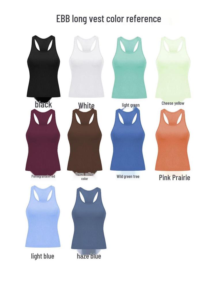 EBB TO STREET Damski Długi Top do Jogi z Dekoltem Racerback i Wkładkami na Biust