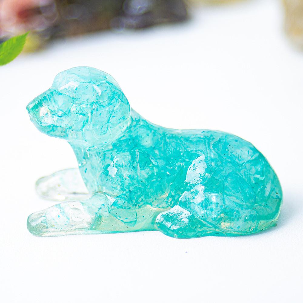 White Crystal Resin Dog Statue With Modern Design For Living Room Decor Gift
