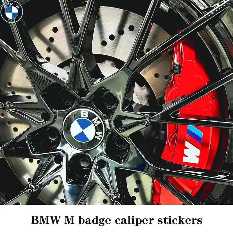 6Pcs Anti‑Fade High‑Temp Brake Caliper Stickers For BMW M Three‑Bar Emblem Modified Tuning Decals Car Window Glass Accessories zjpc51