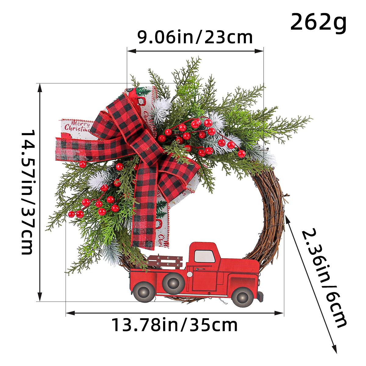 

Красный грузовик Рождественская дверь Подвесной фермерский дом Красный грузовик Венок Рождественский венок Украшение