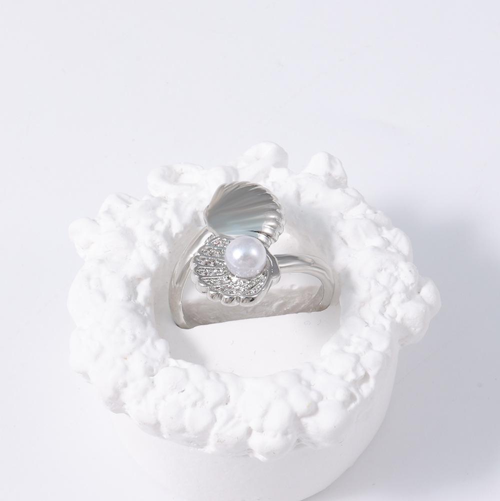 Deep Sea Romance: French Shell Pearl Adjustable Ring
