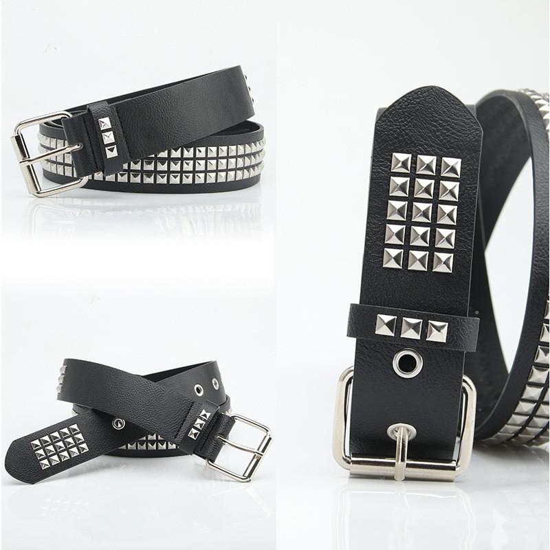 Punk Inspired Faux Leather Belt For Men Women With Metal Pyramid Studs And Steel Buckle For Streetwear
