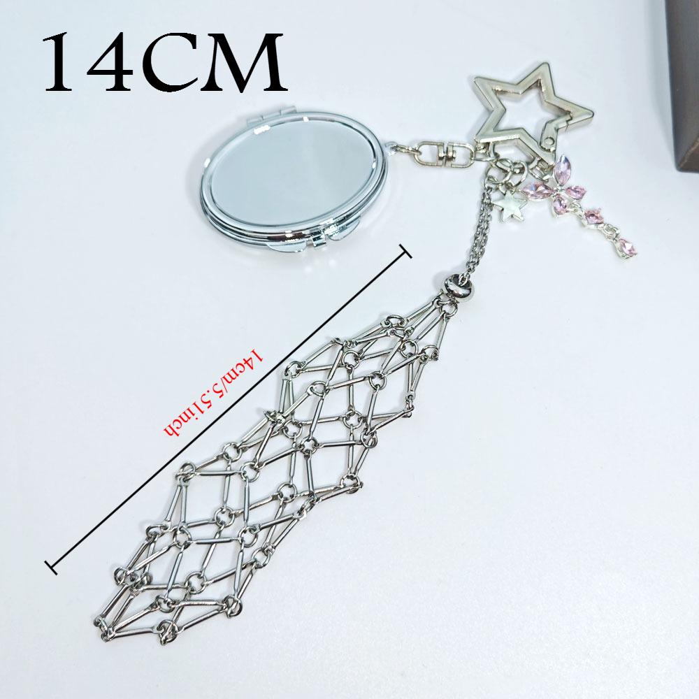

Custom Lipstick Bag Pink Butterfly Accessories Keyring Makeup Mirror Key Chain Ring Y2K Lip Balm Metal Net Pocket Keychain Gift Custom One side