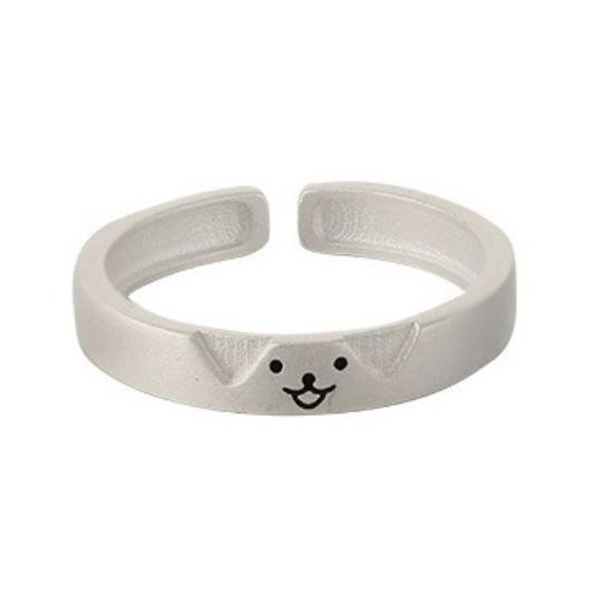 The Same Cat and Puppy Couple Ring Female Niche Design Can Be Stacked with Tide Plain Ring Men's and Women's Ring Jewelry