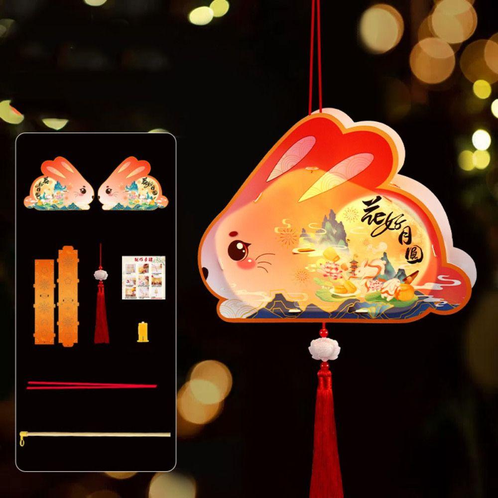 Luminous Mid-Autumn Festival Lantern Cartoon Lantern DIY Material Package Rabbit Lanterns  Gifts
