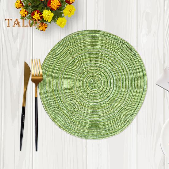 2 Pcs Anti-Slip Round Table Mat Set Woven Placemats Dining Table Non-Slip Coasters for Kitchen Heat Resistant Bowl Pads Drink Mats