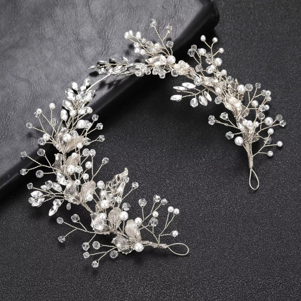 Beaded Bridal Headband Zinc Zinc Alloy Leaf Bridal Tiara Hair Vine Premium Women Hair Jewelry  Bridesmaids